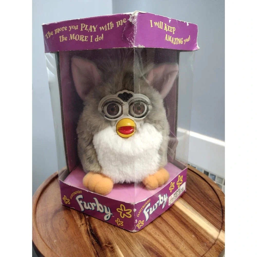 Vintage 1998 Furby Grey and White Church Mouse In Original Box